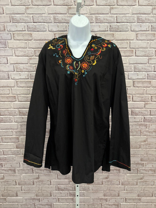 Anne Carson Shirt, Black multi, XL, Used - Good