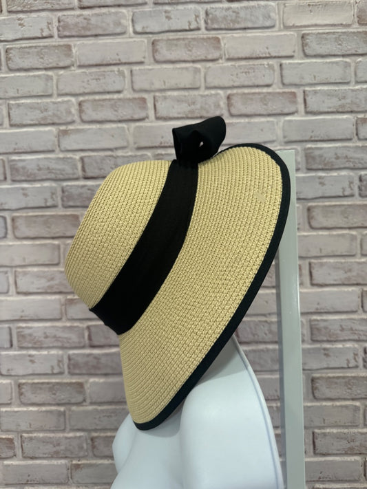 Hat, Straw/black, One Size, Used - Excellent