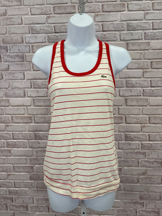 Lacoste Tank top, Red/white stripes, Small, Used - Good