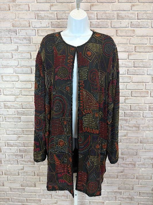 Scala silk & beaded Jacket, Multi, One Size, Used - Fair