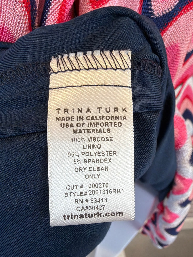 Trina Turk Dress, Pink/navy multi, 8, Used - Excellent