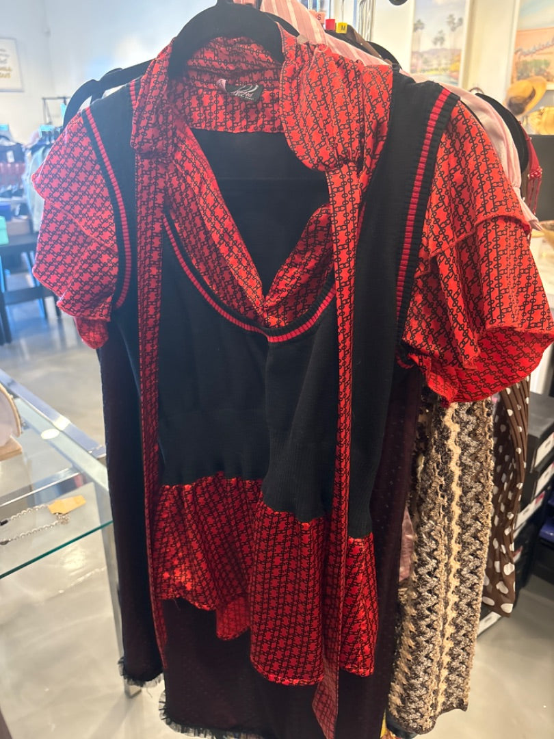 Questions Blouse, Red/white, Small