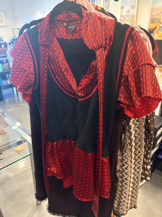 Questions Blouse, Red/white, Small