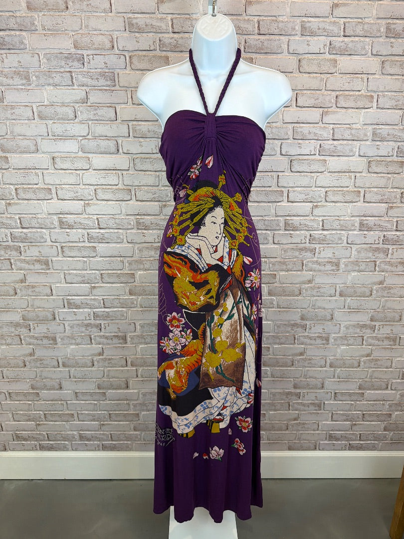 Ed Hardy Dress, Purple Multi, XL, Used - Good