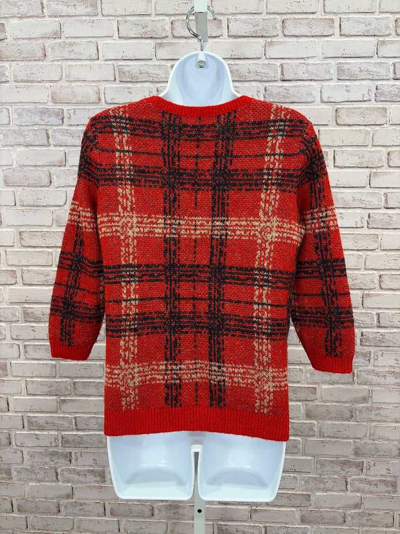 Ann Taylor Sweater, Red plaid, Small, Used - Good