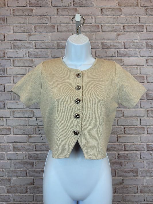 Miss Love Cardigan, Beige/silver, Small, New With Tags