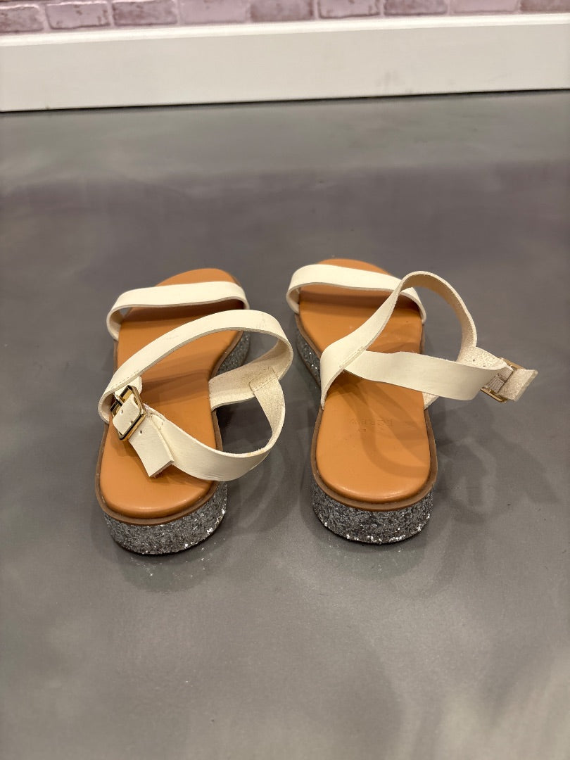 J.crew Sandals, White/silver, 9, Used - Good
