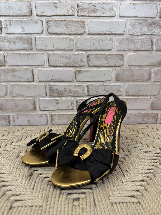 Betsy Johnson Heels, Black/gold, 9, Used - Excellent
