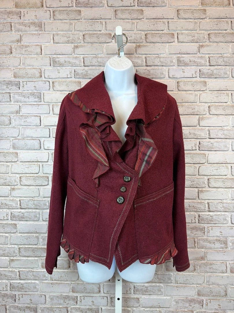 Ana Nonza Outerwear - Blazer – Ana Nonza Wool blend Blazer, Maroon multi, Used - Excellent