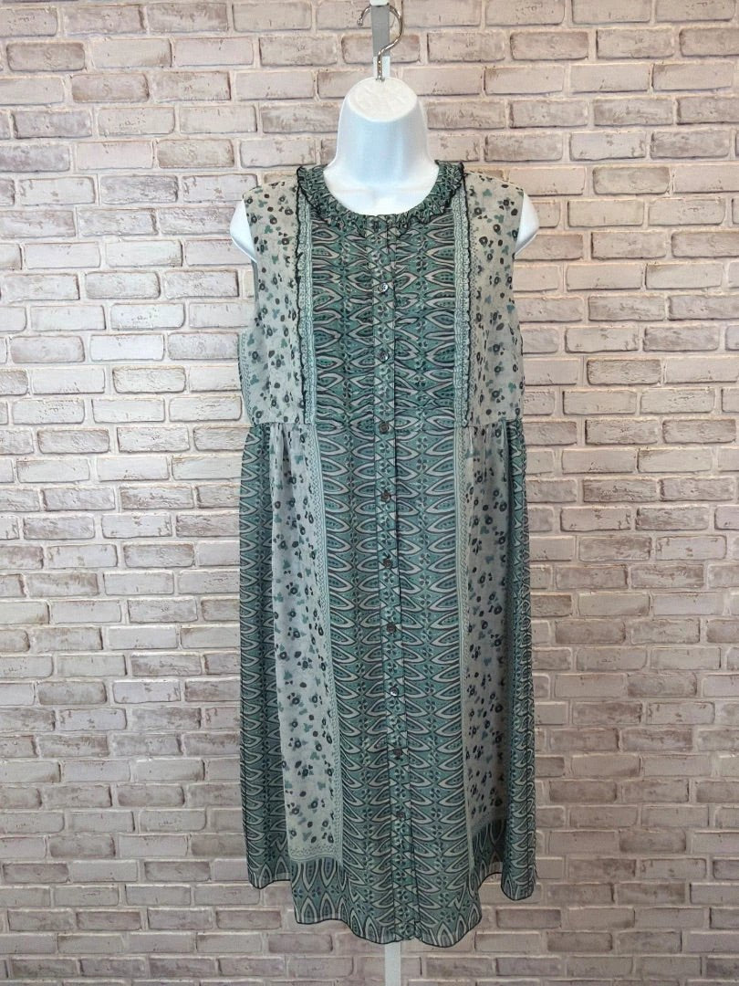 Anna Sui for Anthropologie Dress – Anna Sui for Anthropologie Silk Dress, Teal multi, 10, Used - Excellent