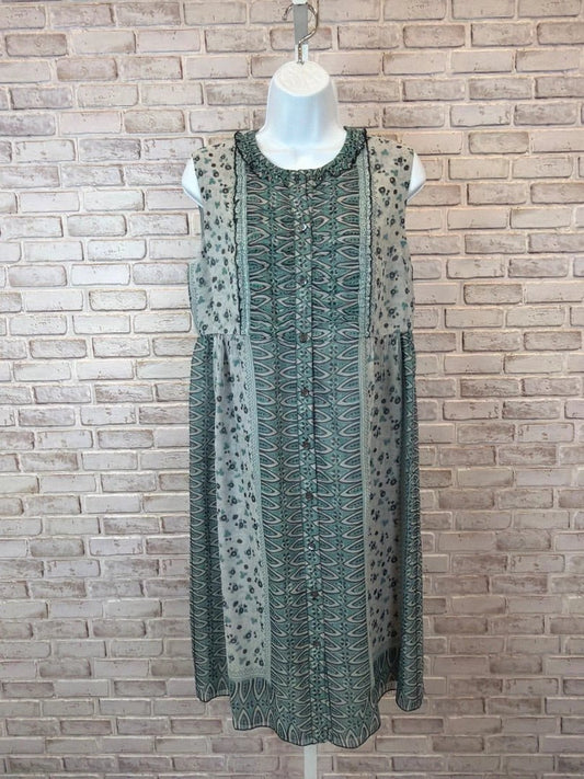 Anna Sui for Anthropologie Dress – Anna Sui for Anthropologie Silk Dress, Teal multi, 10, Used - Excellent