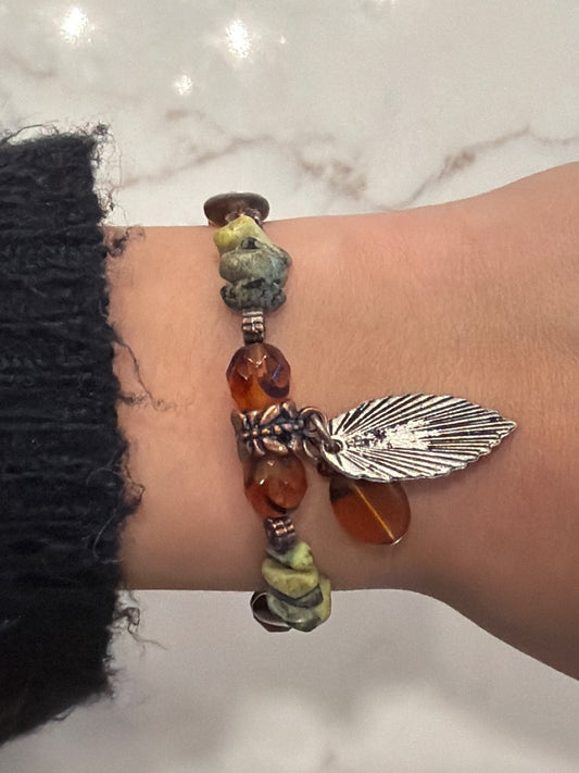 Various Bracelet, Green/orange, One Size, Used - Good