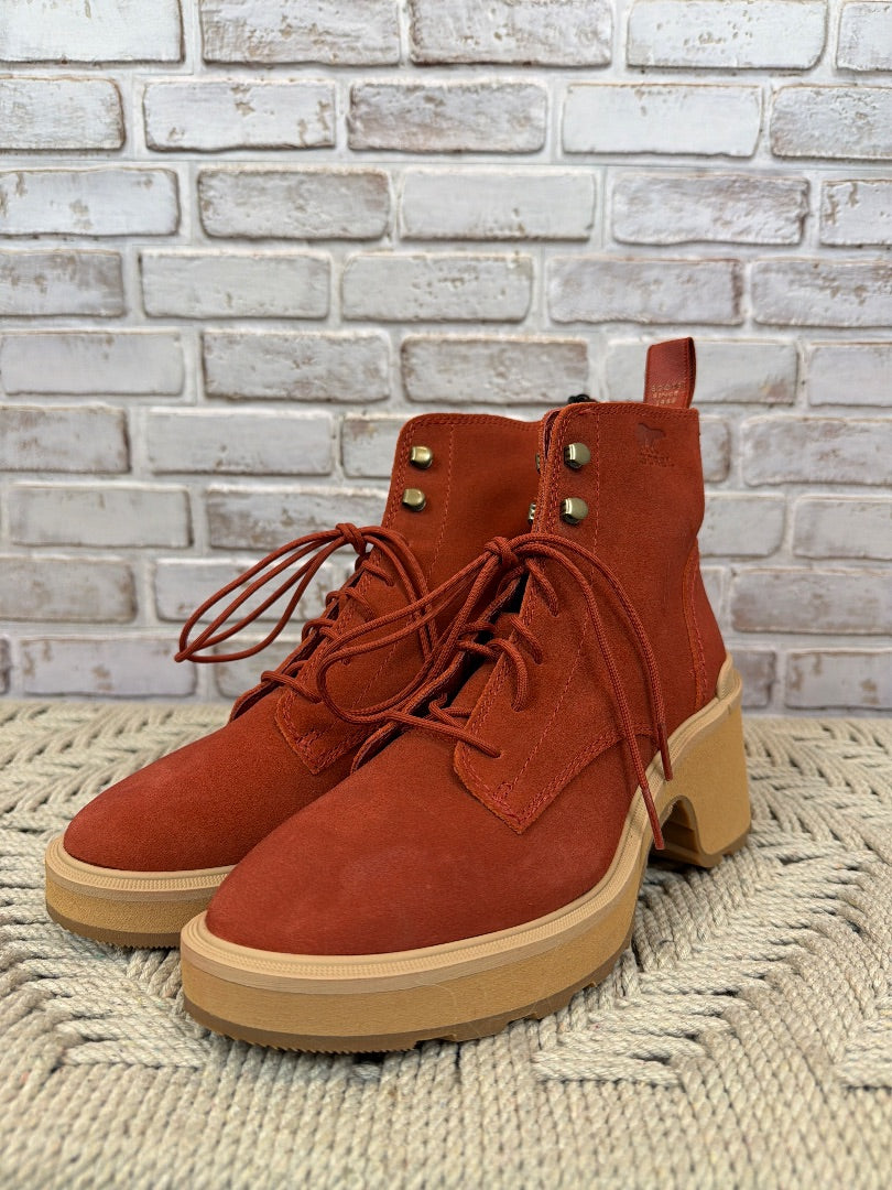 Sorel Hi Line Heel Lace Booties, Red, 7.5, Brand New