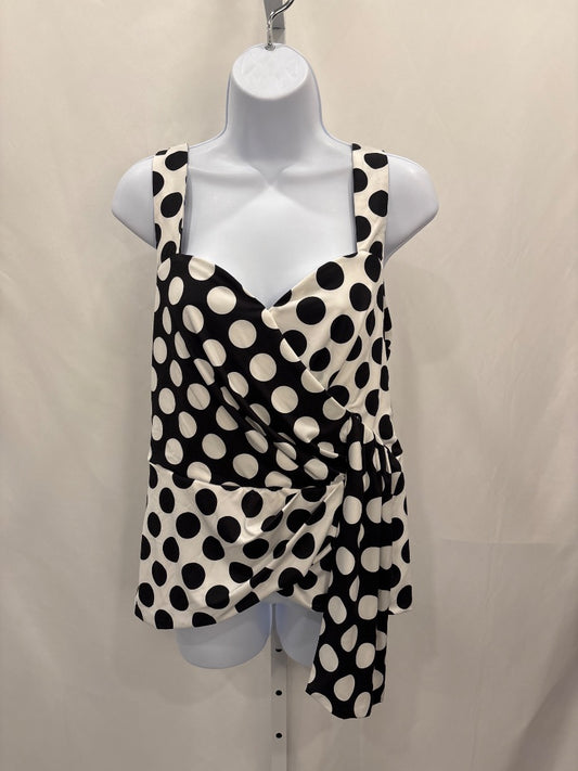 Boston Proper Shirt, Black/white polka dots, Medium