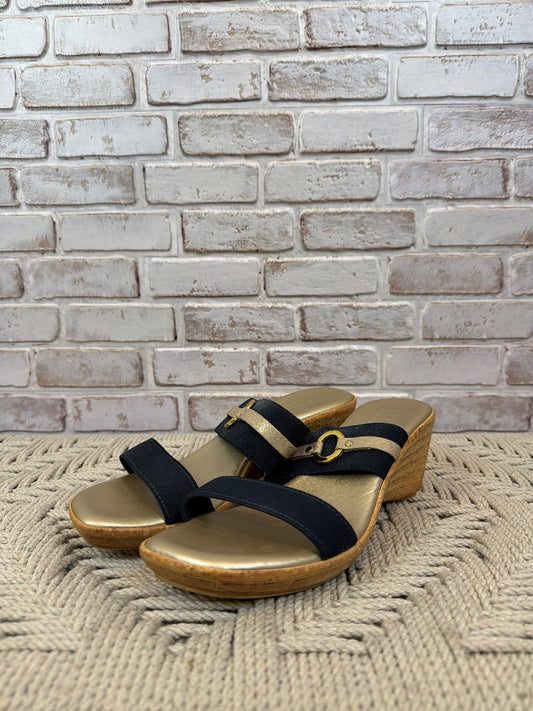 Italian Shoemakers Sandals, Navy gold, 8, Used - Good