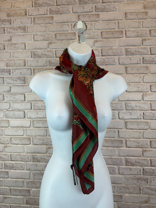 Ellen Tracy Scarf, maroon multi, One Size, Used - Good
