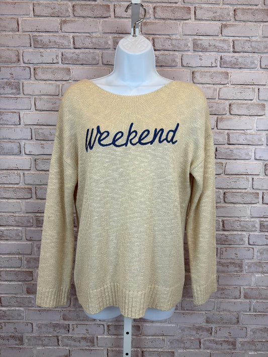 Hem & thread “Weekend” Sweater, Beige/blue, Small, Used - Excellent