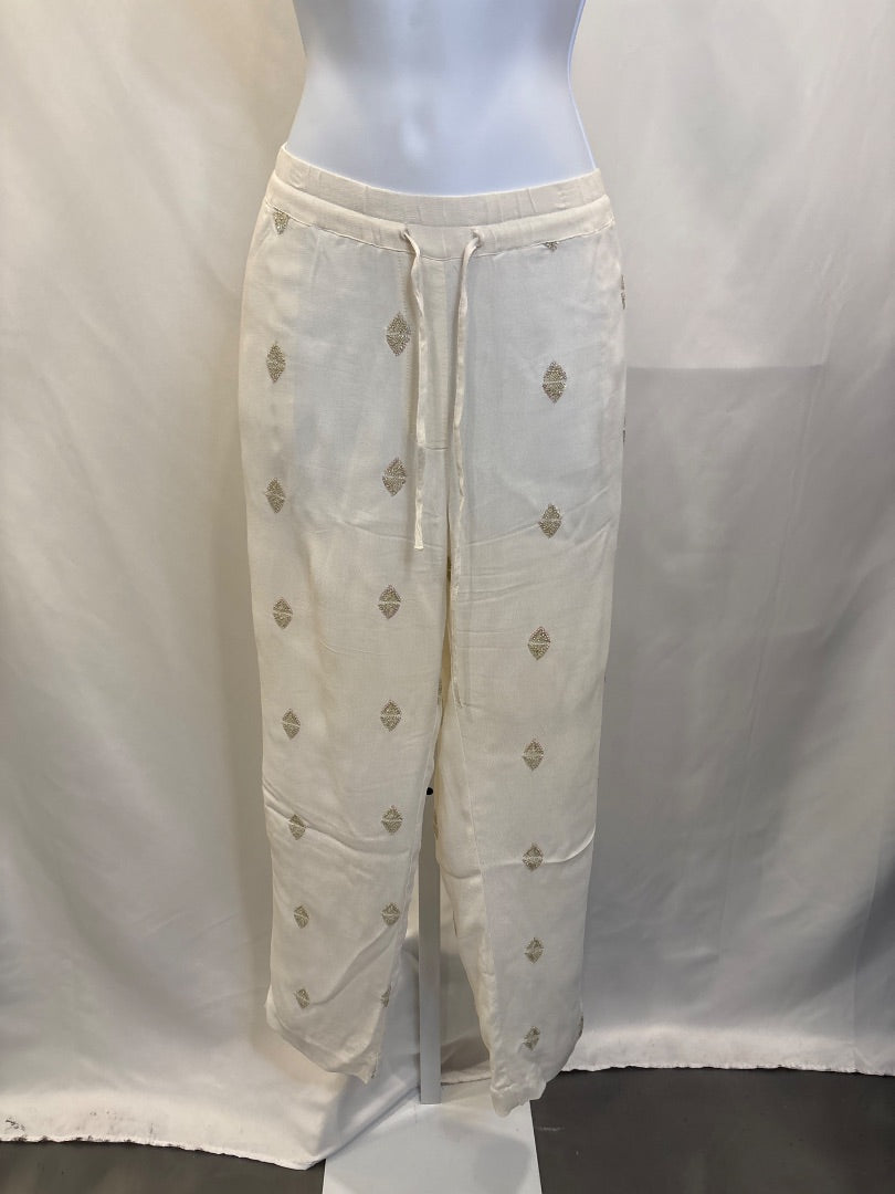 Leifnotes Pants, White/gold, Medium