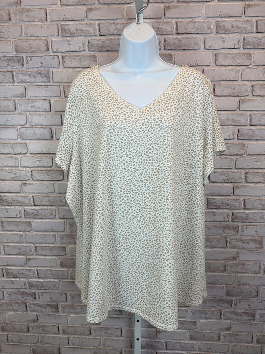 Belle Shirt, White/brown animal, XXL, Used - Good