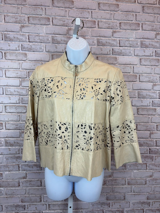 Alberto Makali Faux Leather Jacket, Beige, Small, Used - Excellent