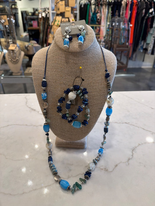 Chicos Matching Clothing Set, blue multi, One Size, Brand New