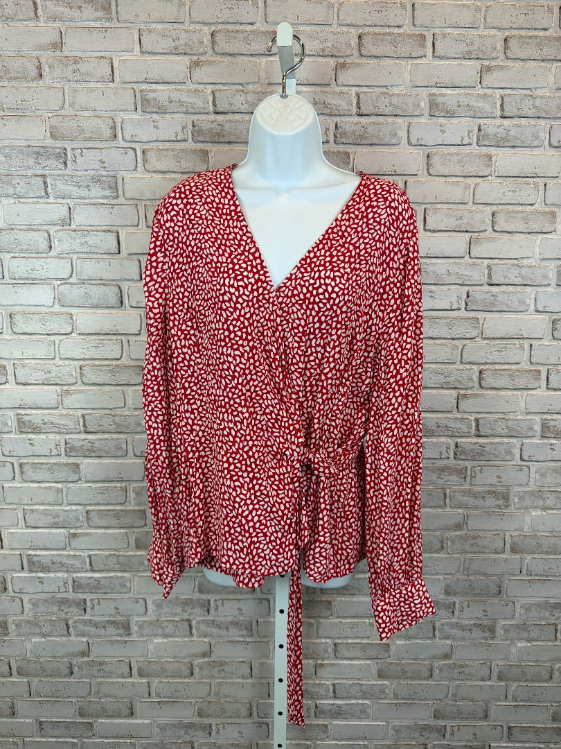 Talbots Shirt, Red/white, XL, Used - Good