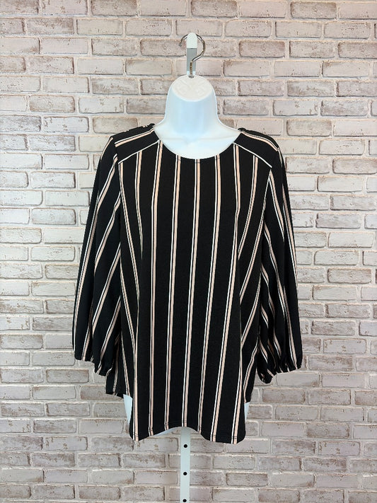 Adrianna Papell Shirt, Black/pink stripes, Medium, Used - Good