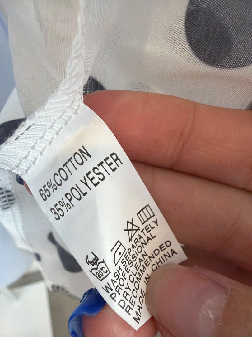 CBR Cardigan, White/black polka dots, Small, Used - Excellent