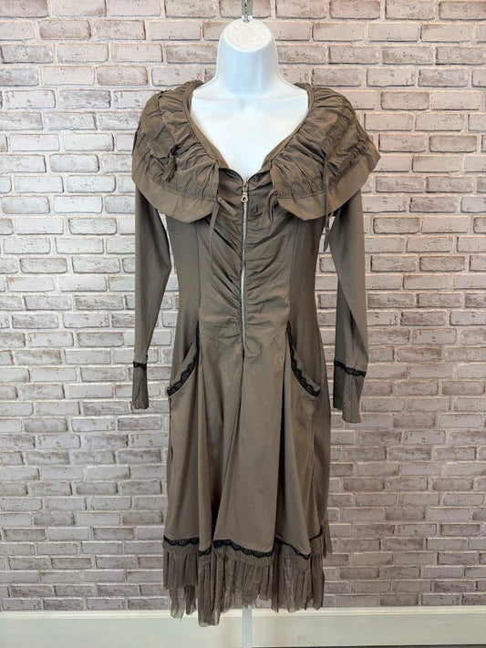 Zone Bleue Outerwear - Jacket / Coat – Zone Bleue Ruffled Jacket, Brown, Large, Used - Excellent