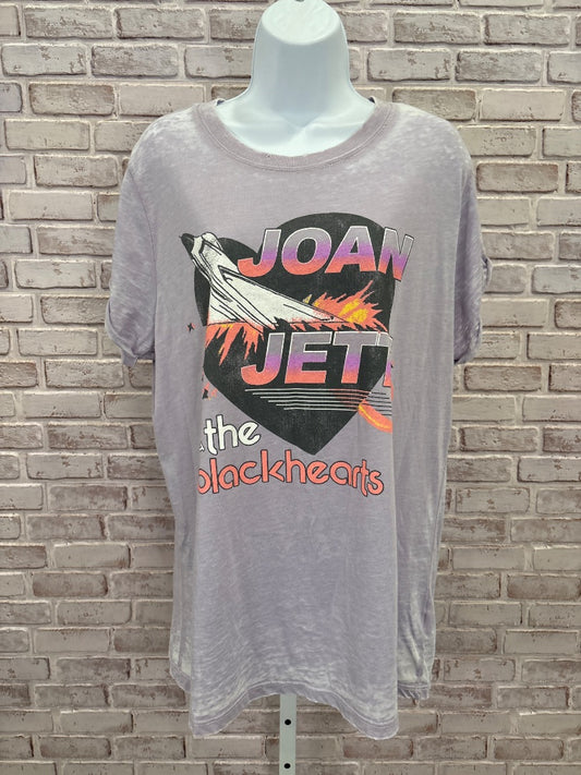Recycled Karma “Joan Jett and the Blackhearts” Tee shirt, Purple milti, Large, Used - Good