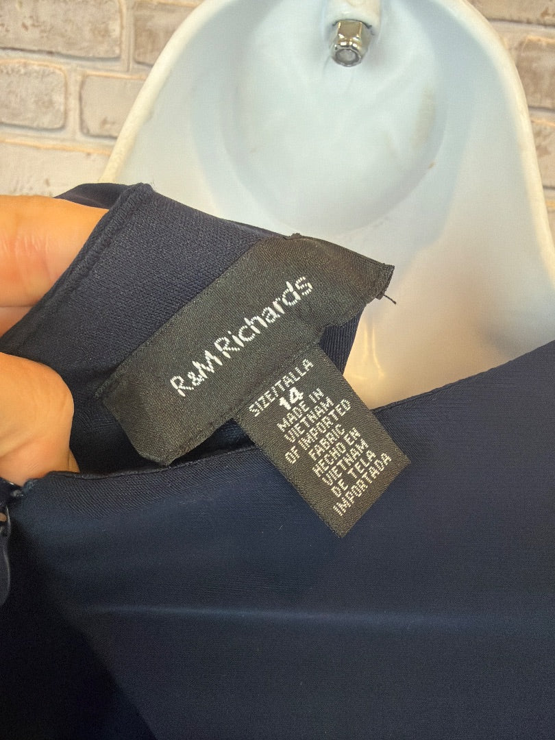 R&M Richards Dress, Navy, 14, Used - Excellent