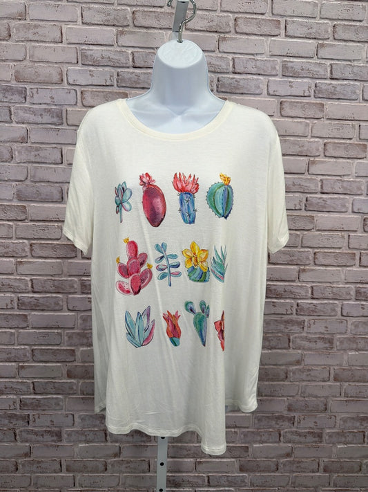 Grace & Lace Tee shirt, white multi, Large, Used - Good