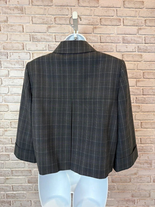 Antonio Melani Plaid Peacoat Blazer – Charcoal, Size 8 – Excellent Condition