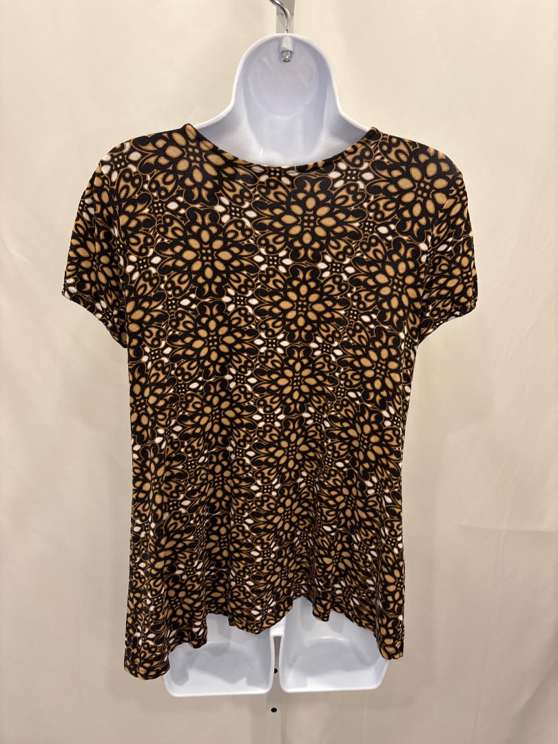 New York & Company Shirt, Brown/black/white, Small