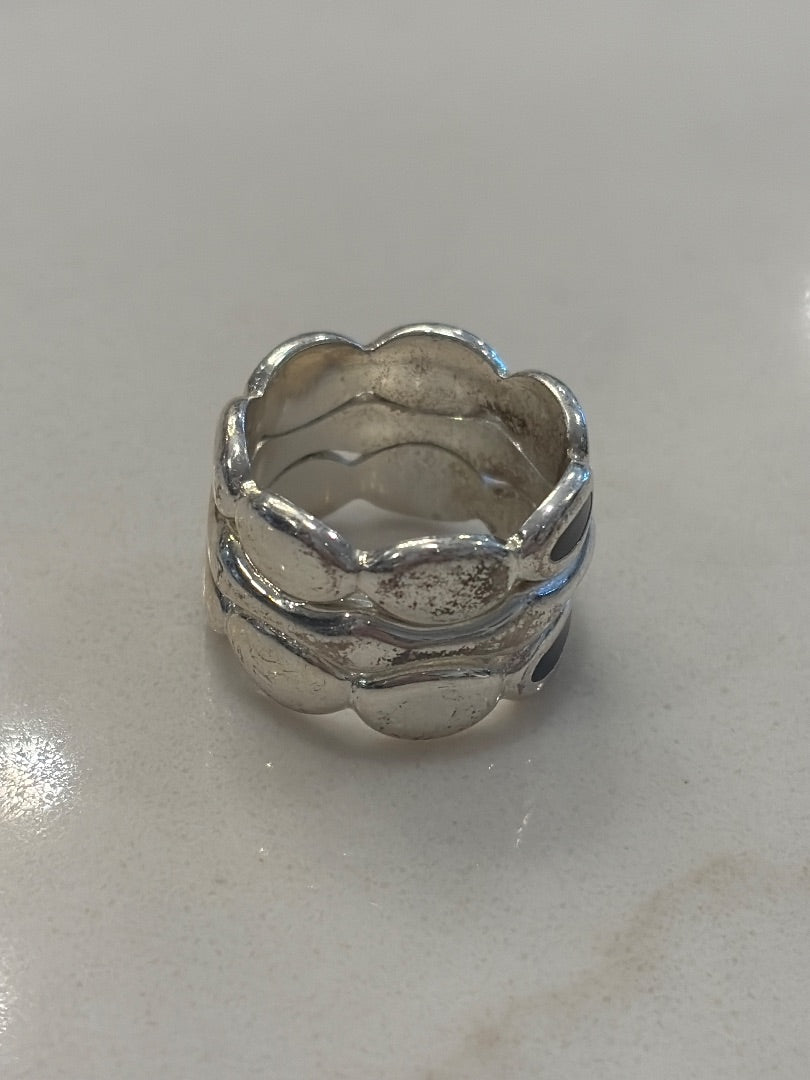 Various Ring, Silver/black, 8, Used - Good