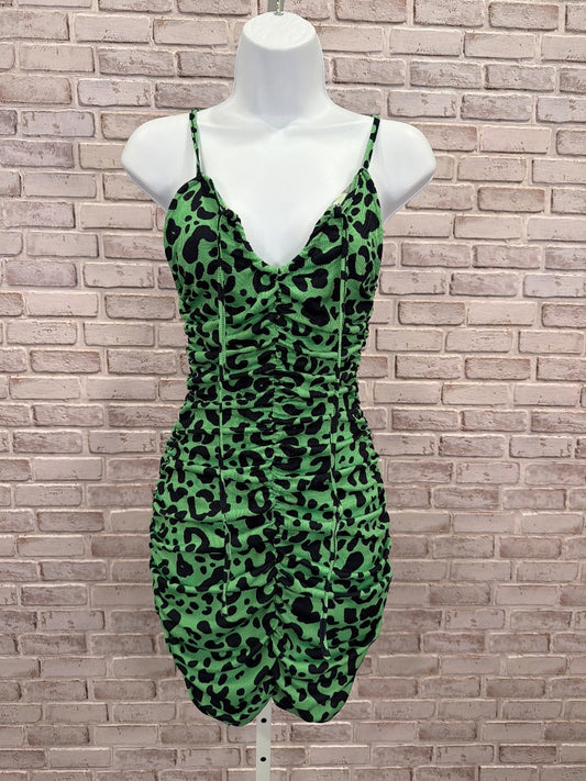 Shein Dress, Green leopard, Small, Used - Good