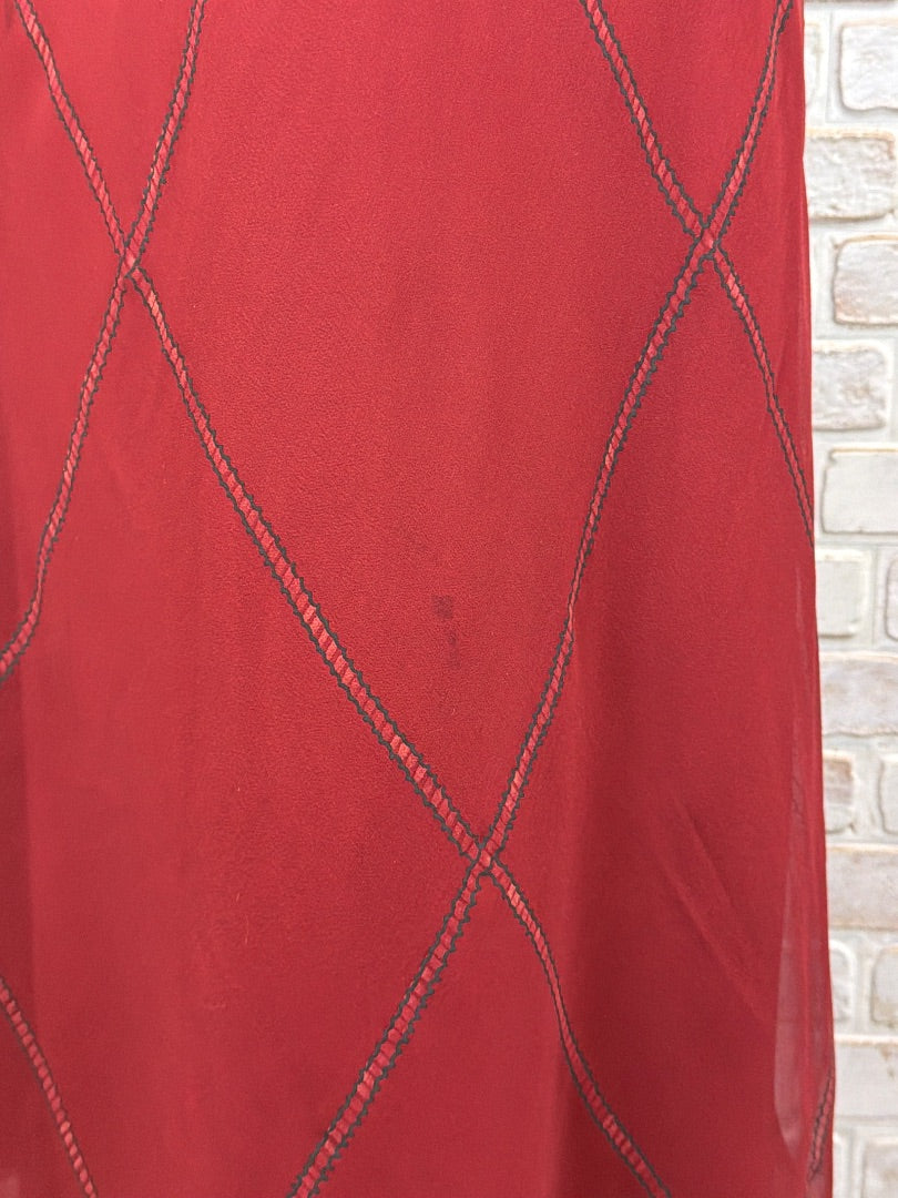 Emanuel Ungaro Silk Dress, red multi, 8, Used - Fair