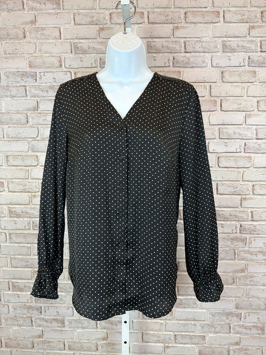 Tahari Shirt, Black/white polka dots, Small, Used - Good