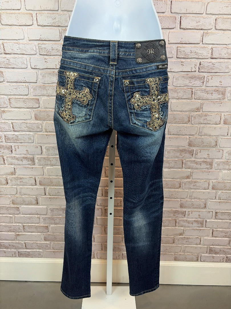 Miss Me Skinny Embroidered Cross Pocket Jeans, Denim, 29, Used - Excellent