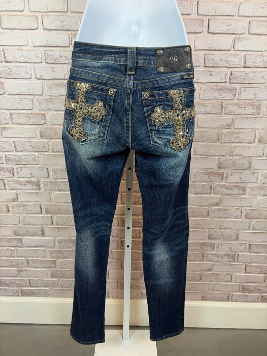Miss Me Skinny Embroidered Cross Pocket Jeans, Denim, 29, Used - Excellent