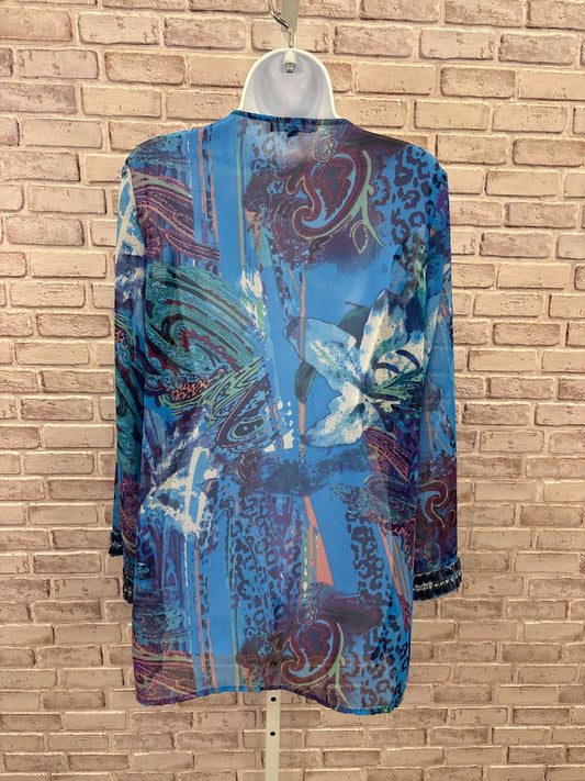 Adrienne Vittadini Shirt, Blue multi, Medium, Used - Good