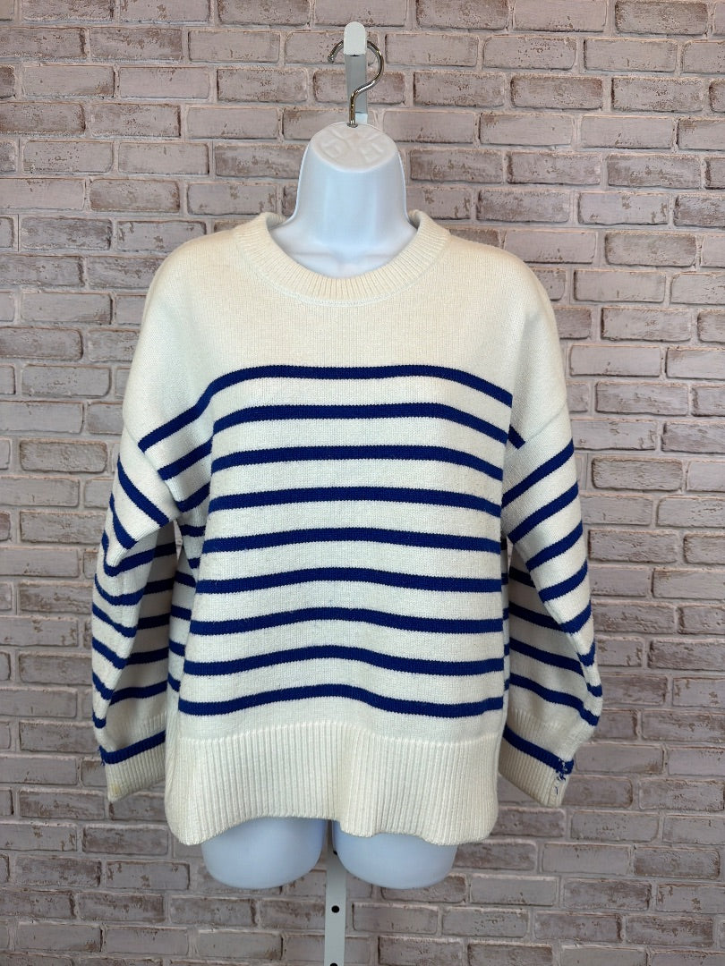Philosophy Sweater, White/blue stripes, Large, Used - Good
