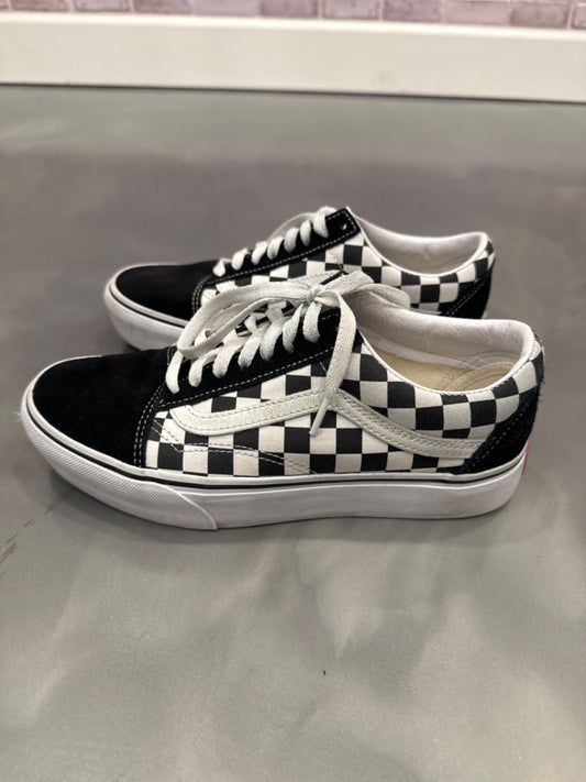 Vans sneakers, Black/white gingham, 8.5, Used - Good