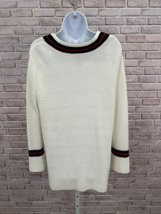 Cabi Sweater, white/navy/red, Large, Used - Good