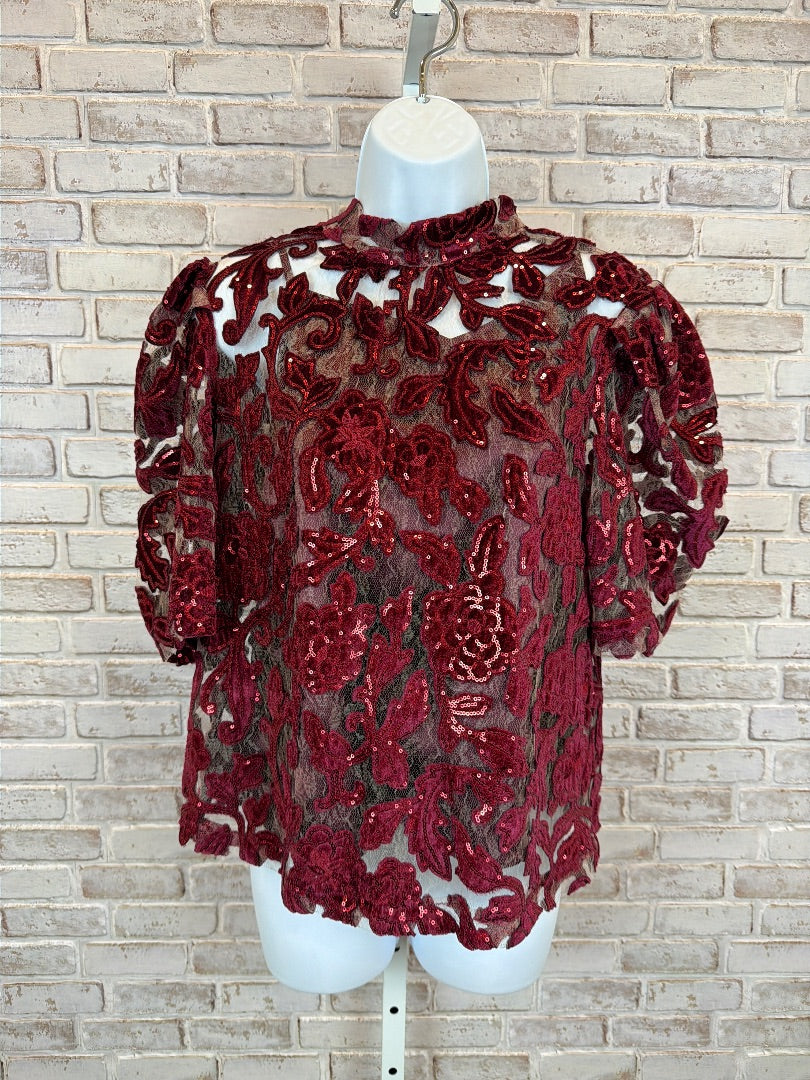 Anthropologie Shirt, Maroon, Medium, Used - Excellent