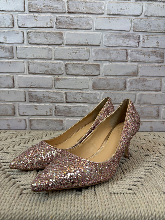 Jewel Badgley Mischka Heels, Pink/gold, 8, Used - Excellent