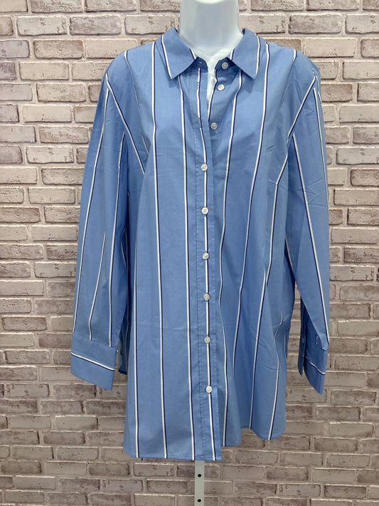 Talbots Shirt, Blue/white stripes, XL, New With Tags