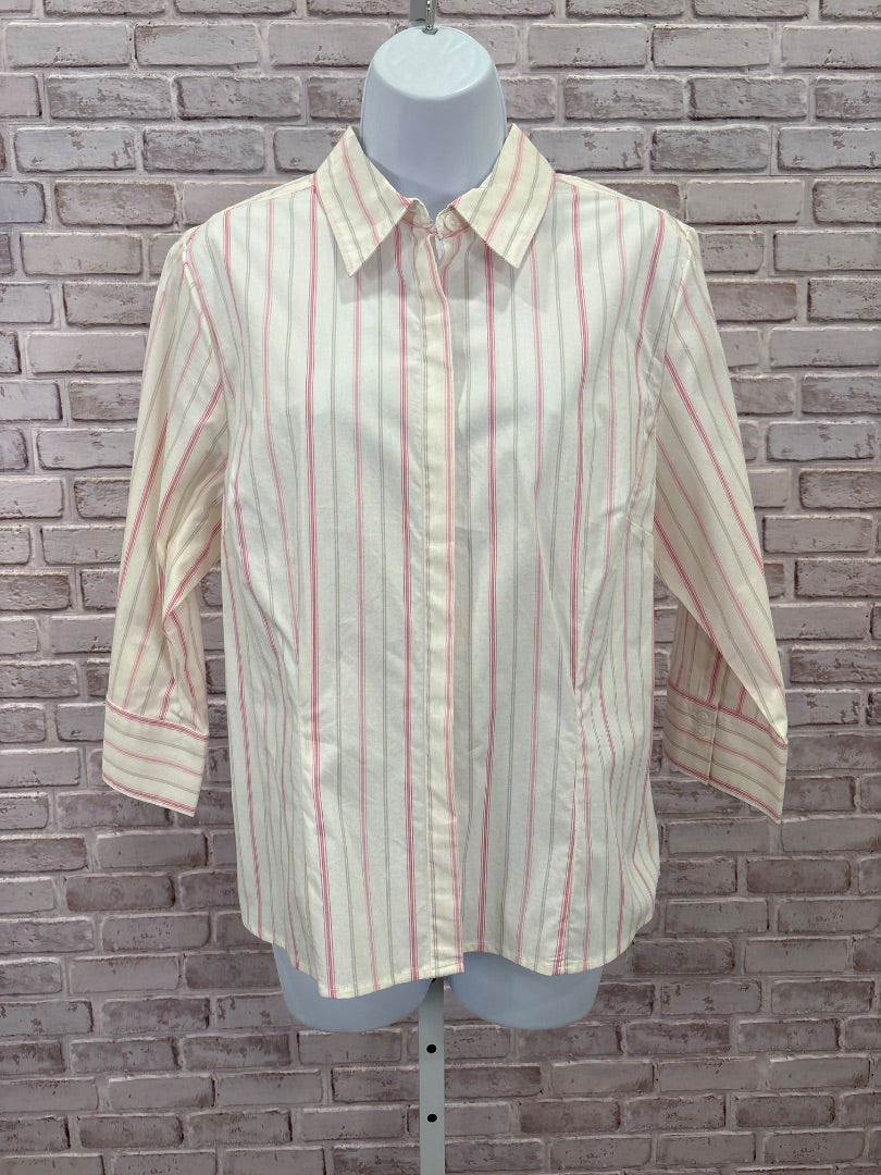 Croft & Barrow Shirt, Pink/white stripes, Large, Used - Good
