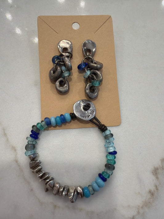 Uno de 50 Matching Jewelry Set, Silver/blue, One Size, Used - Good