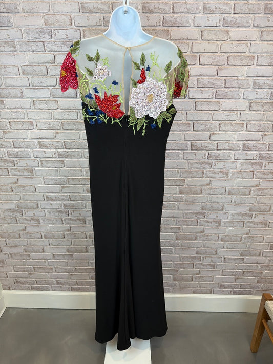 Mac Duggal Floral Embroidered Dress, Black multi, 12, Used - Excellent